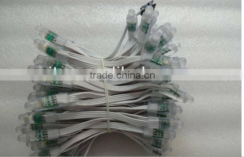 WHITE wire IP68 DC12V input 12mm through-hole LED RGB dump node;100pcs a string