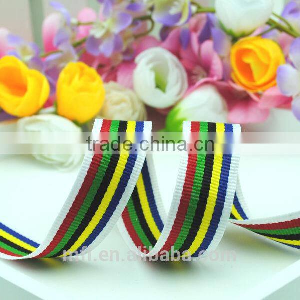 printed stripe multi color ribbon for hat decoration