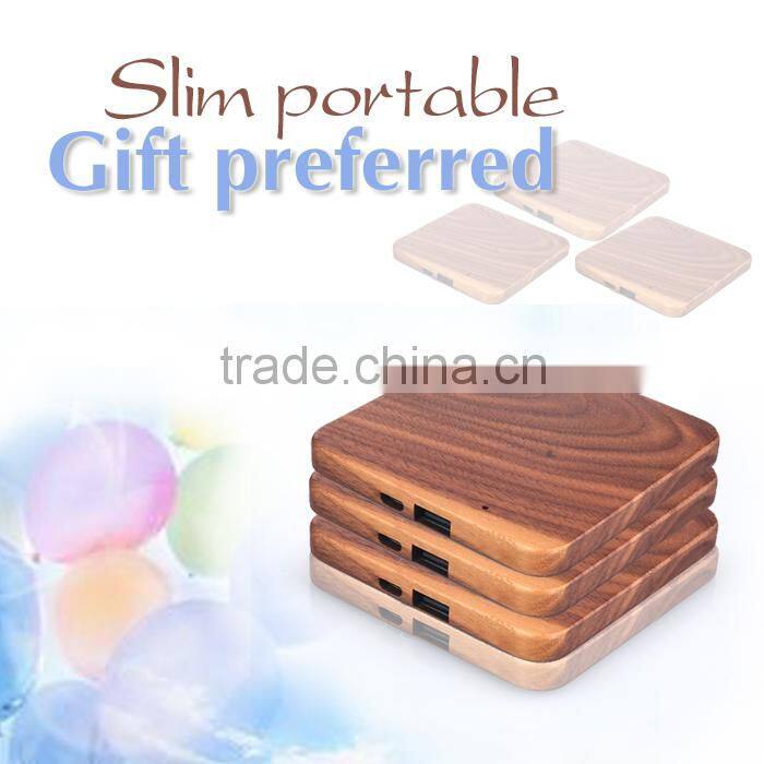 marvel universe 5200mah external wireless wooden power bank