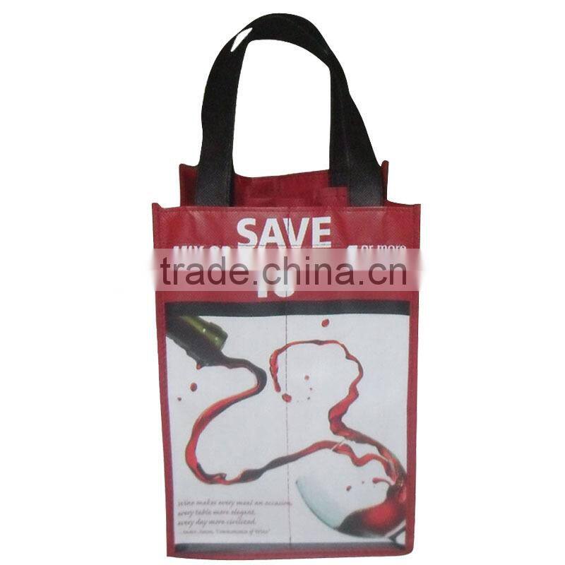Two Bottle Screen Logo Non Woven Bag For Wine