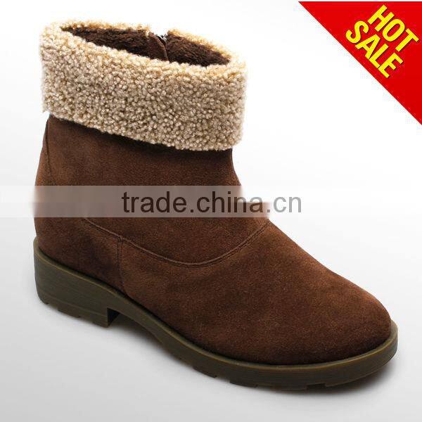 wholesale height increasing elevator suede leather half boots/winter snow boots/quality boot