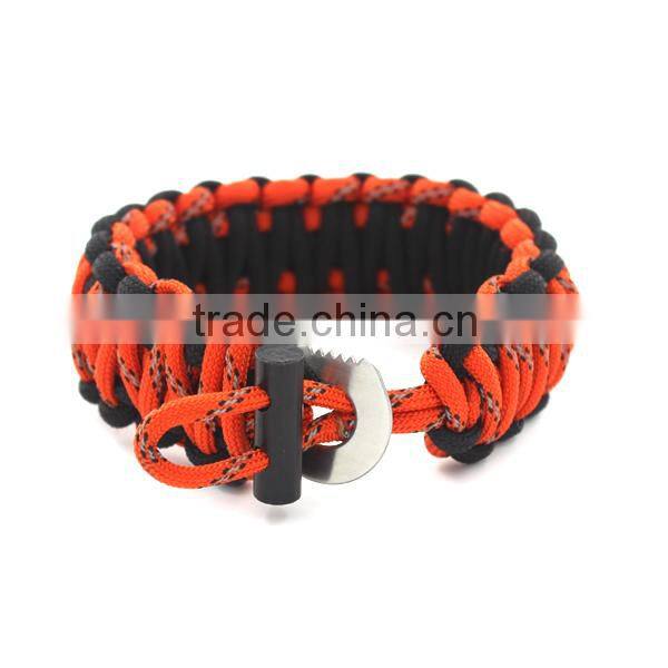 new reflective paracord bracelet with fire starter and compass