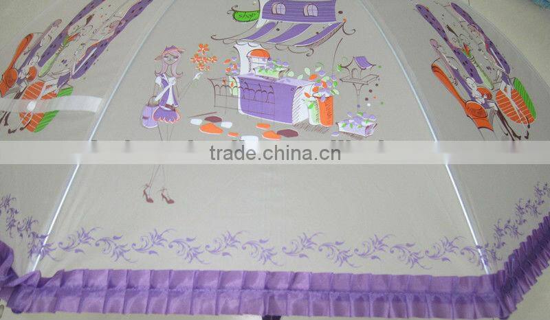 lovely printed 21"x8k auto open POE/EVA umbrella lace umbrella