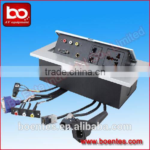 AV Solution for Zincy Alloy Multi function Desktop Pop Up Socket Box with Extension Connector Wire