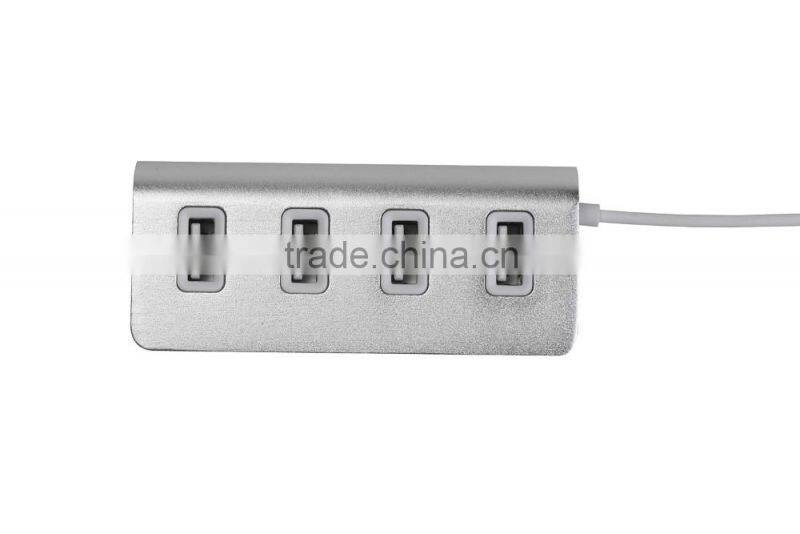 Good for gifts! Aluminium casing 4 port type c hub change to usb 2.0 hub for Macbook with LED indicators