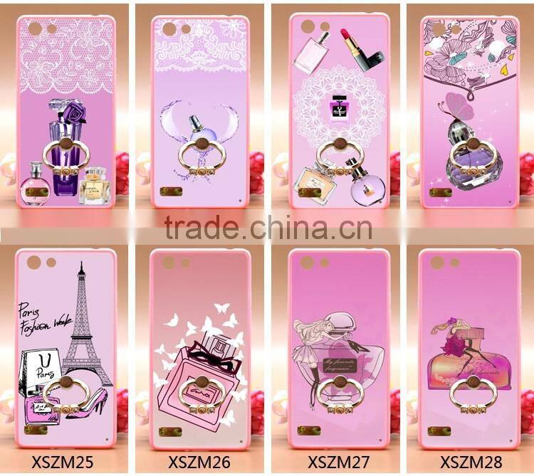 Luxury Perfume Series Printing With Diamond Ring Bracket TPU+PC Phone Case For Oppo A33