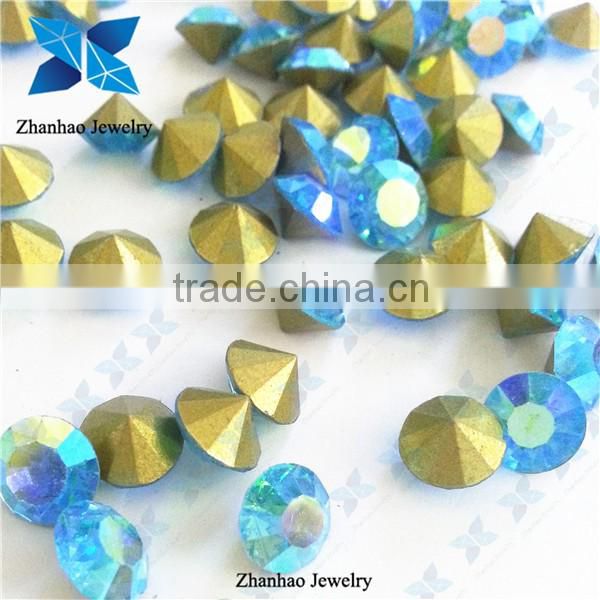 Hot fix point Aquamarine AB rough gemstone price loose rhinestone for jewelry