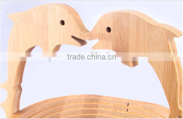 Woven Food Bread Storage Bamboo Wood Folding Fruit Picking Basket