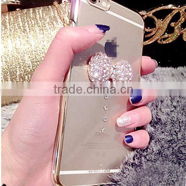 2015 New design rhinestone bowknot design mobile phone case for iphone