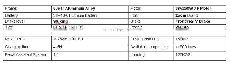 16inch Lightweight small wheel alum frame ebike CF-TDR01Z