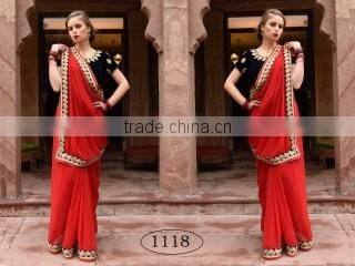 Brainy Mustard Satin Chiffon Saree/indian designers saree online shopping