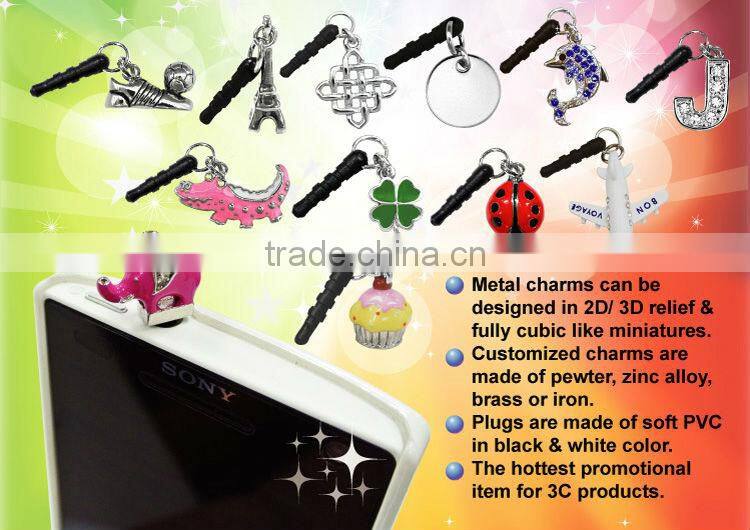 customized design cute earphone cellphone dust plug