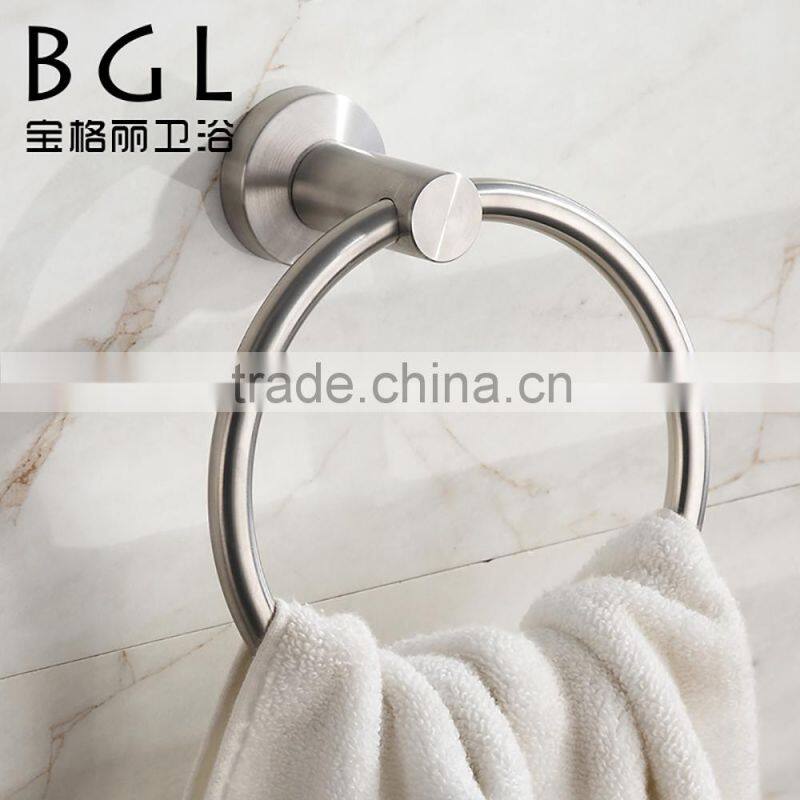 simple modern hot-sale design stainless steel 304 satin nickel bathroom accessory set towel ring