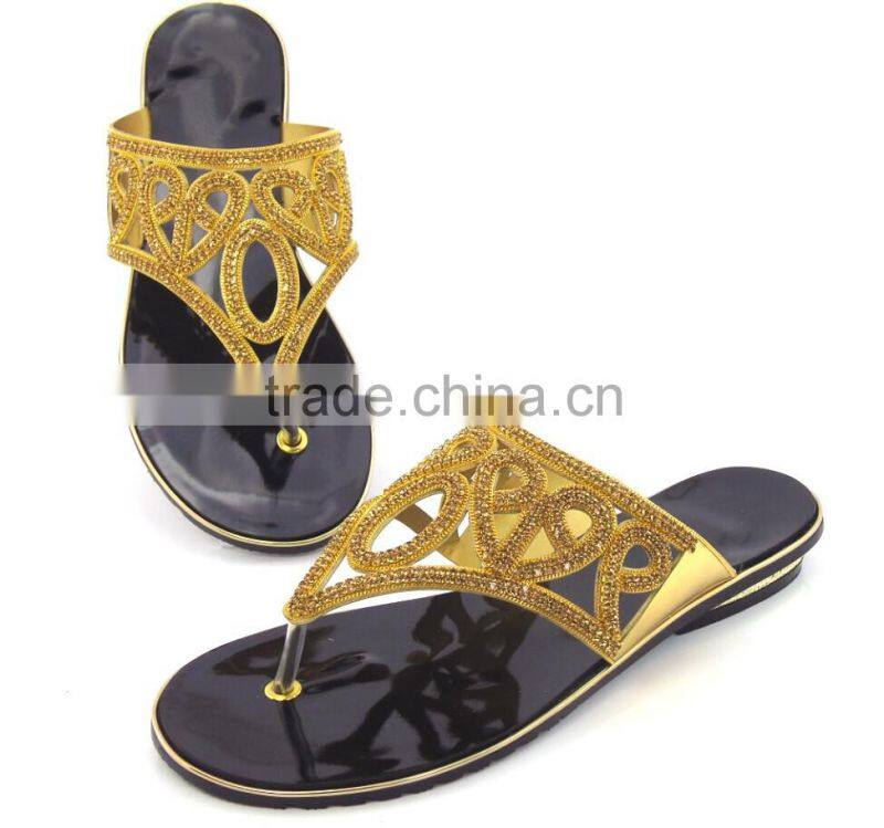 High quality good selling new design summer slipper with pretty stone for woman