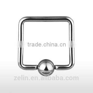 Large square captive ball BCR fashion body piercing rings