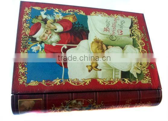 wholesale christmas gift book shape tin box