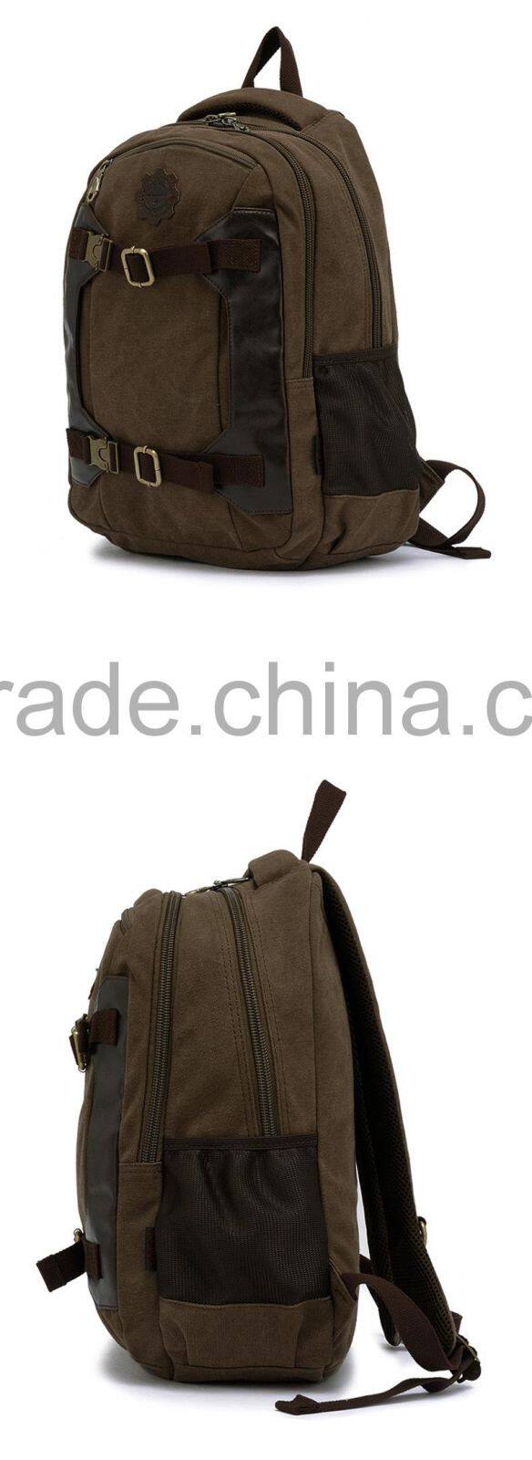 New arrived brown custom canvas backpack laptop bags wholesale for 14inch
