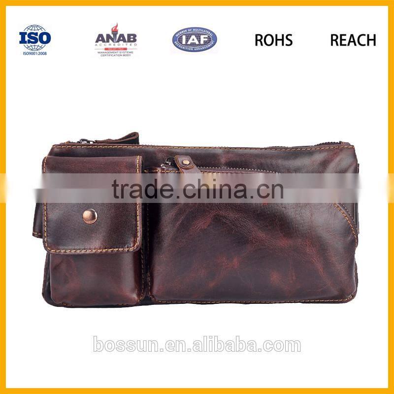 leisure waist bag genuine leather,simple design waist bag