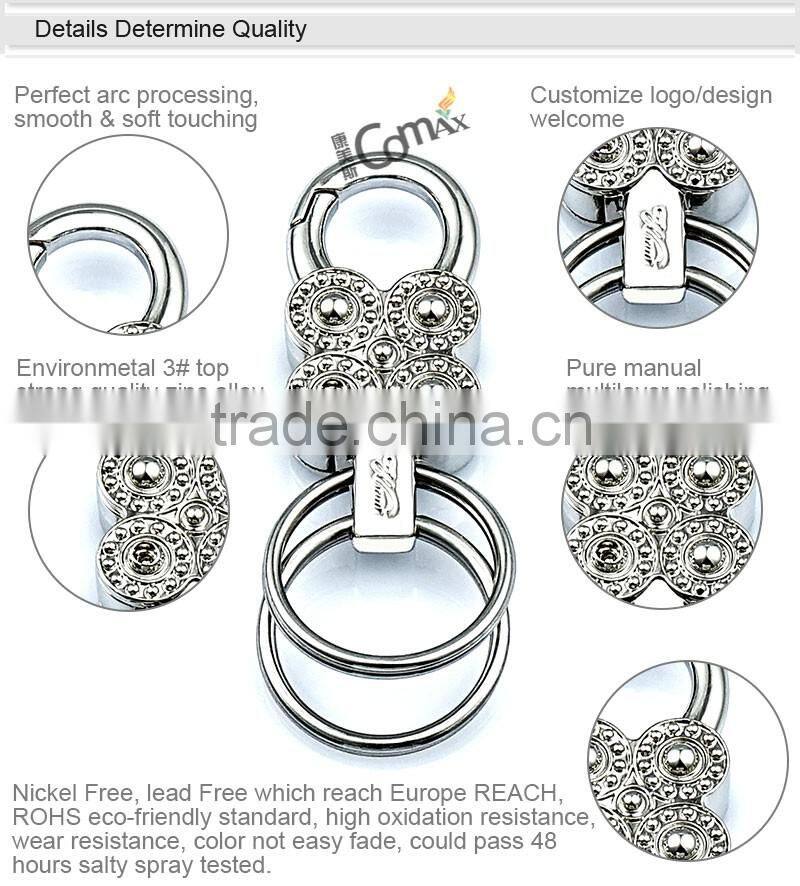 Wholesale shiny silver metal snap hook key ring