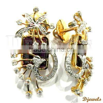 Diamond Earrings, Diamond Gold Earrings, Bridal Jewelry