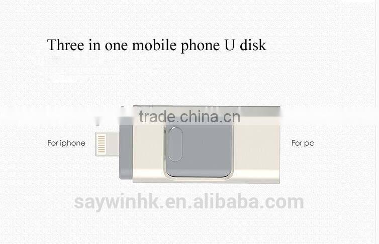 New design u disk 3 in 1 USB flash drive 32GB Customized for mobile phone