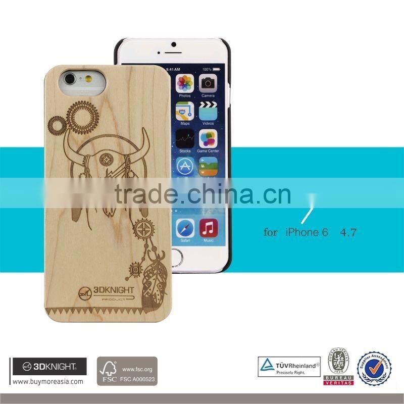 Wood Case for iPhone 6 Wooden 6Plus New Cover Natural Real Walnut Bamboo Carving Pattern Wood Smooth Back Cover