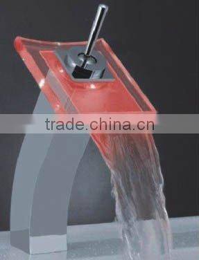 Single Handle Chrome Waterfall LED Bathroom Sink Faucet