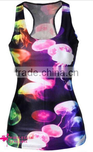 Cheap ladies tank top Black Sexy Womens Jellyfish Printed Cute Tank Top BX112