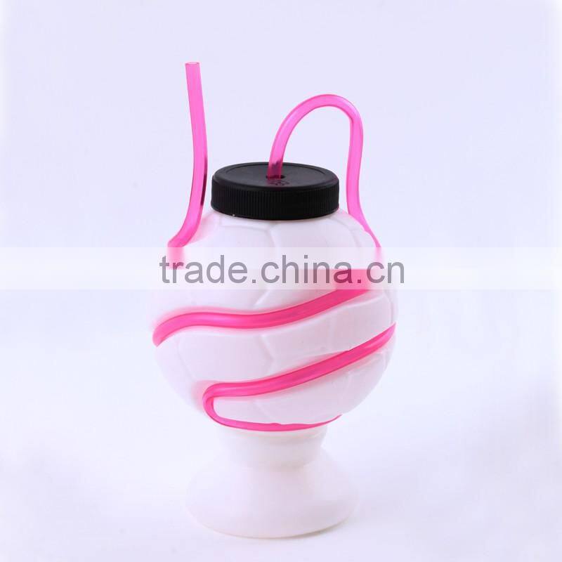 Plastic cup with swirly straw