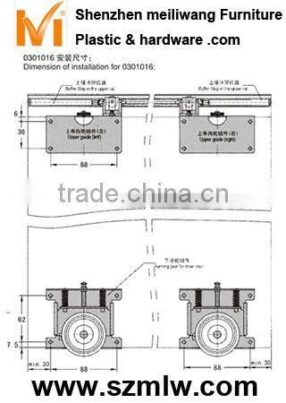 damping type inner sliding door fittings