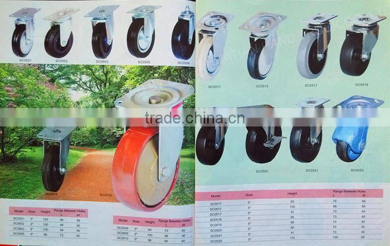 Manufacturer's high quality trundles 3''-12'' Rigid caster Rubber caster wheel for hand carts Truckle of platform trolley