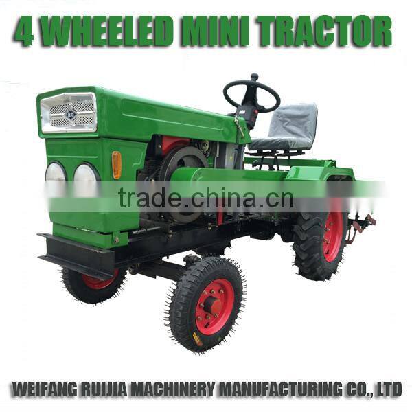 China new 4 wheels 12hp and 15hp mini tractors with implements, Good quality cheap farm tractor with tractor price list !