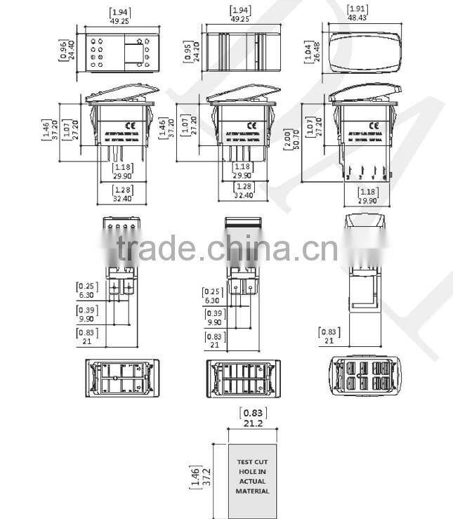 1-Liht 3 Pins ON-OFF Waterproof Light Switch