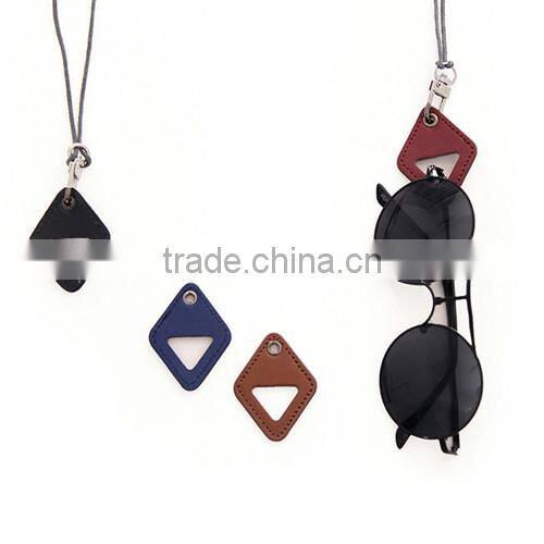 adjustable leather rhombus Pendant necklace shaped sunglasses rack holder