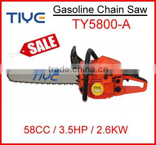 China Supplier 2 Stroke 5800 58cc Chainsaw Promotion Chain Saw with 20" , 22" Guide Bar