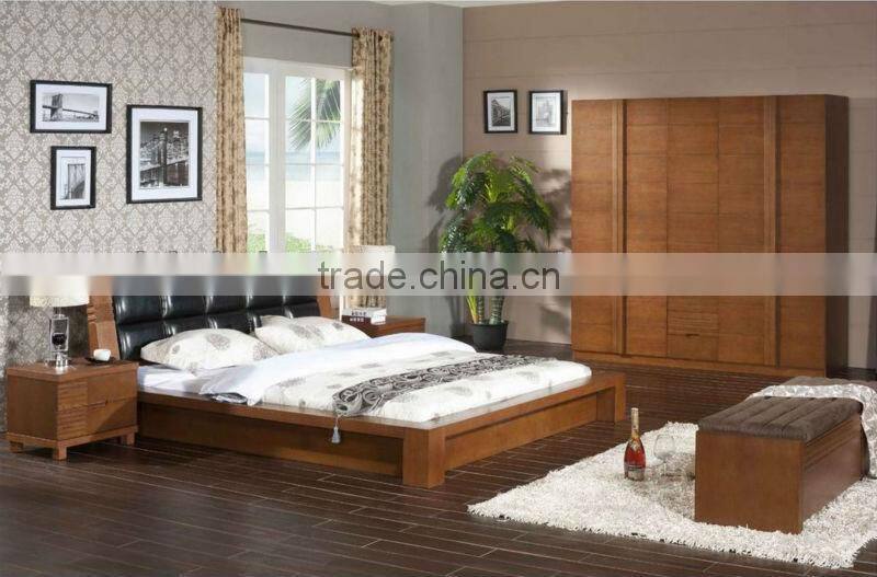 Contemporary Bedroom Solid Wooden Storage Bed, Natural Wood Bedroom Furniture Set,Graceful Solid Wood Box Bed