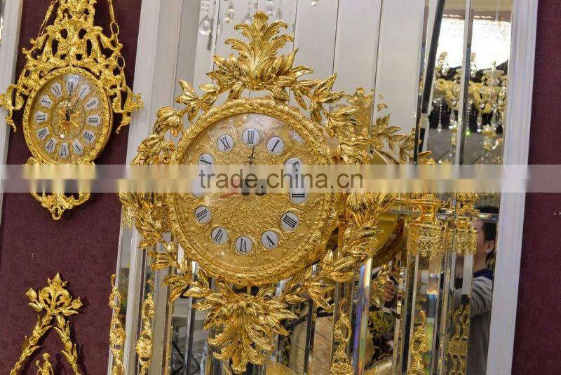 Home Luxury Decoration Antique 24K Gold Plated Floor Clock,Grandfather Clock, Elegant Brass Mounted Floor Clock