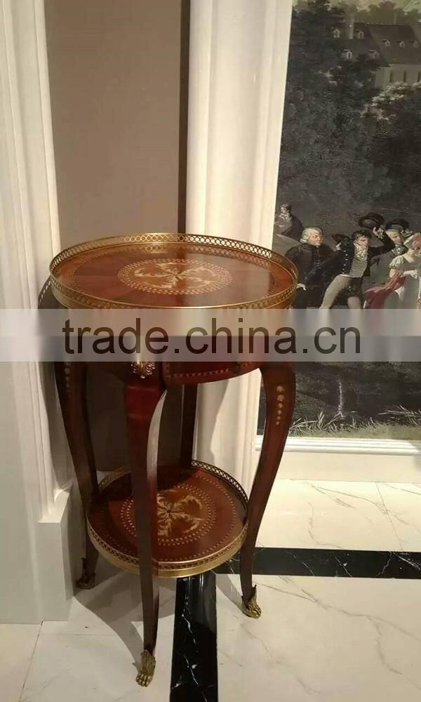 Vintage Style Castle Living Room Furniture Handmade Marquetry Side Cabinet, Luxury Brass Inlaid Natural Wood Chest Of Drawer