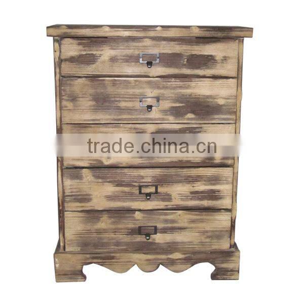 Antique Wooden Living Room Cabinet with Five Drawers Minhou Wooden Furniture Wholesale