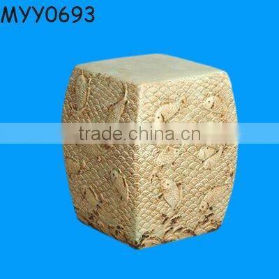 white decorative ceramic garden stool