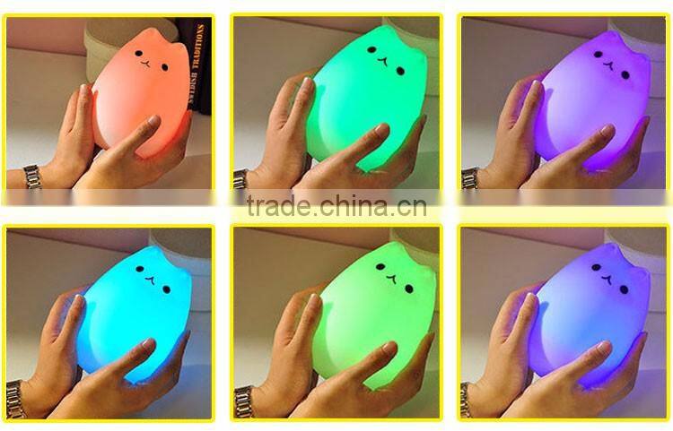 LED color changing silicone animal night light cat led light