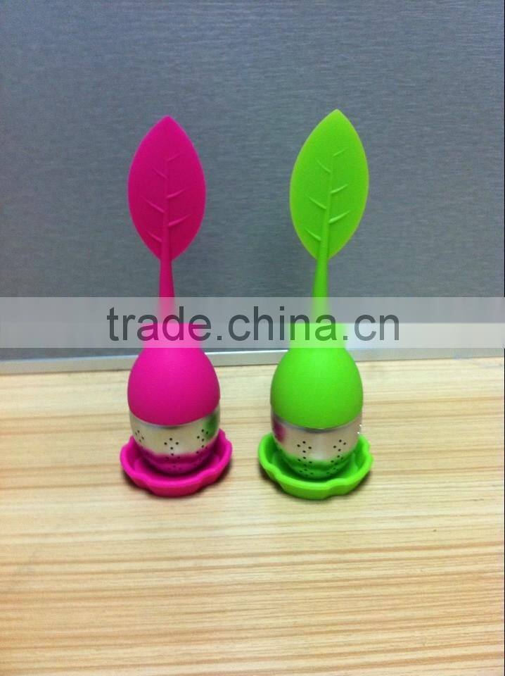 2014 Popular European style leaf shape Tea Bag Stainless Steel silicone tea infuser