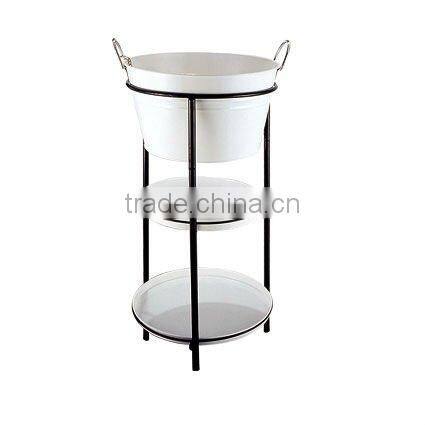 enamelware ice tray bucket with iron shelf cooler whit holders