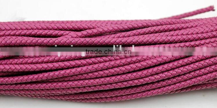 5mm round real braided leather cord various color for option for making jewelry bracelet