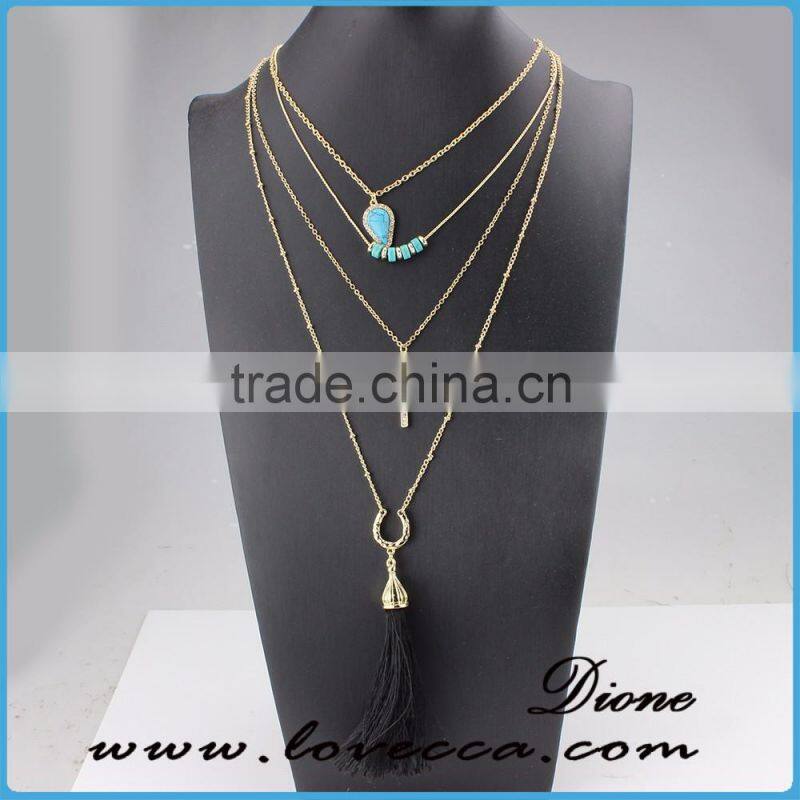 Wholesale Jewelry Gemstone Natural Stone Crystal Quartz Pendant Turquoise Necklace