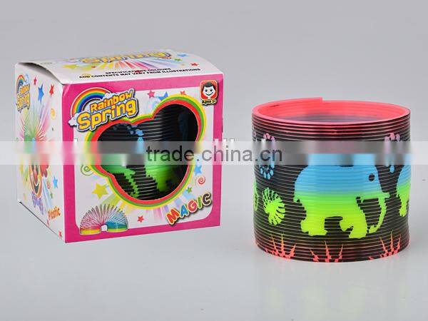 plastic colorful magic rainbow spring with printed elephant toys/hot sale rainbow circle