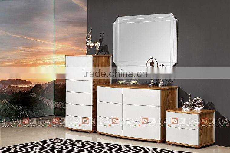 Large Modern Wood Frame Walnut Bedroom Mirror M-20