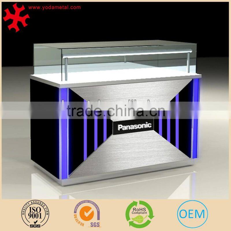 Shopping mall retail wooden glass cell phone display counter