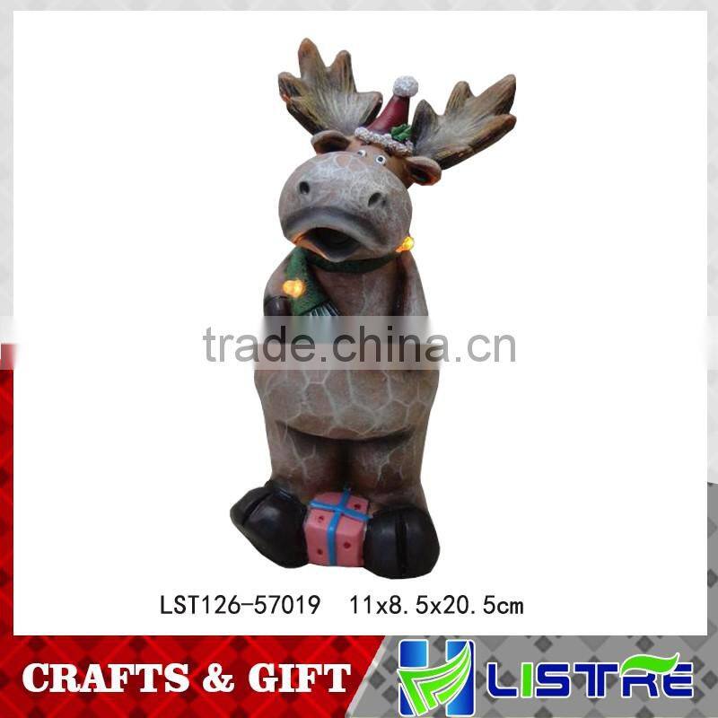 Resin Christmas Deer Figurines With Light
