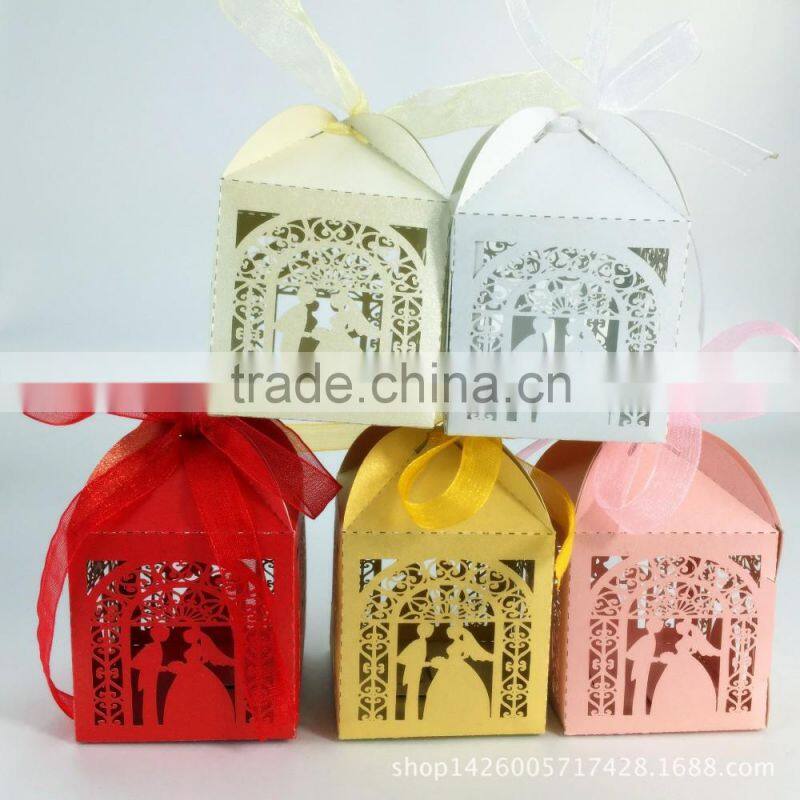 Customized foldable sweet wedding candy box romantic paper wedding box